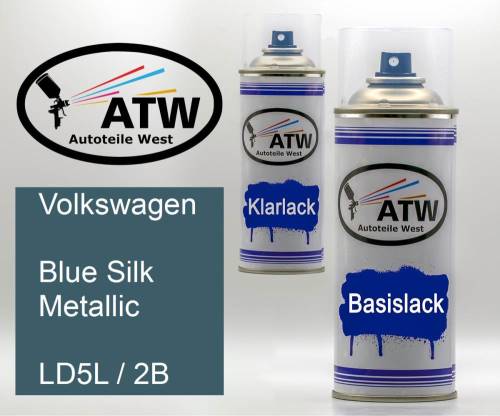 Volkswagen, Blue Silk Metallic, LD5L / 2B: 400ml Sprühdose + 400ml Klarlack - Set, von ATW Autoteile West.